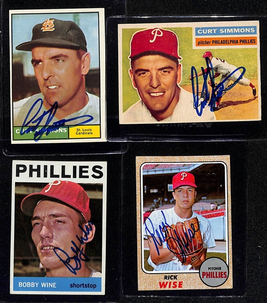 Lot of (12) Signed Phillies Cards - 1950 Bowman Bobby Shantz, 1956 Topps Bobby Shantz, 1954 Bowman Curt Simmons, and more (Beckett BAS Reviewed)